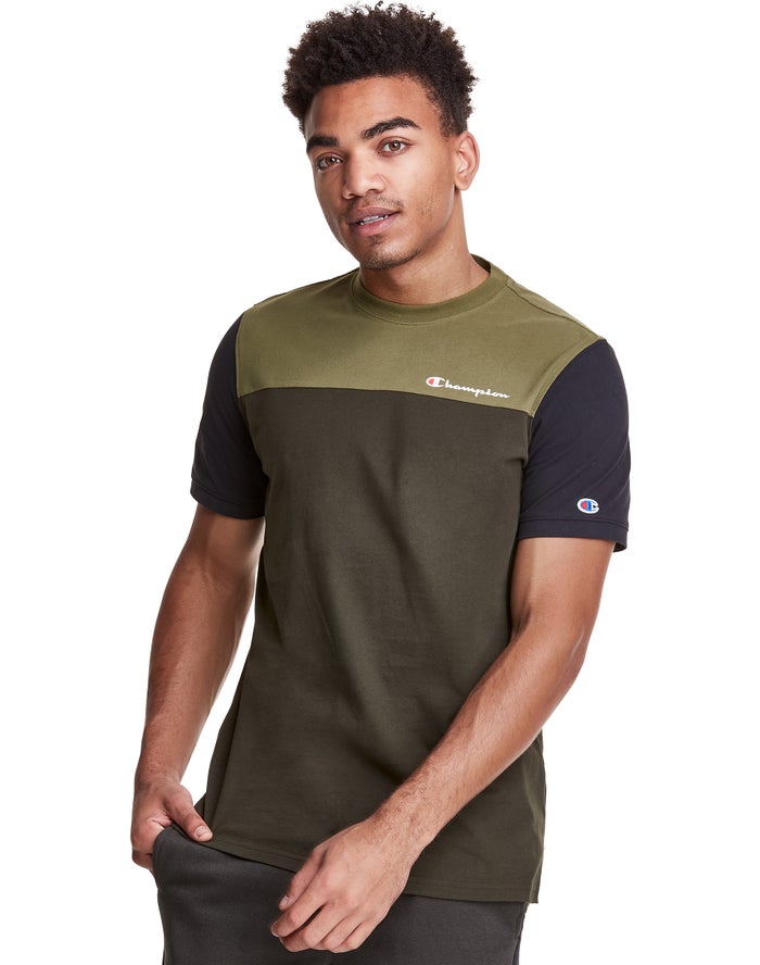 Camiseta Champion Hombre - Colorblock ( Verde Oliva ) 4093218-LW